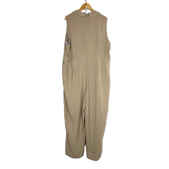 Halogen Jumpsuit Sleeveless Surplice V-Neck Tapered Leg Oxford Tan NWT 3X - Picture 4 of 10
